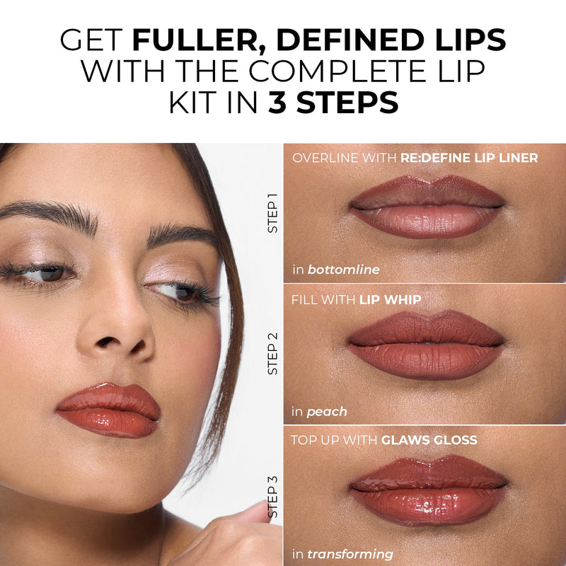 Complete Lip Kit -  Lip Liner + Lip Whip + Peptide Gloss Bundle